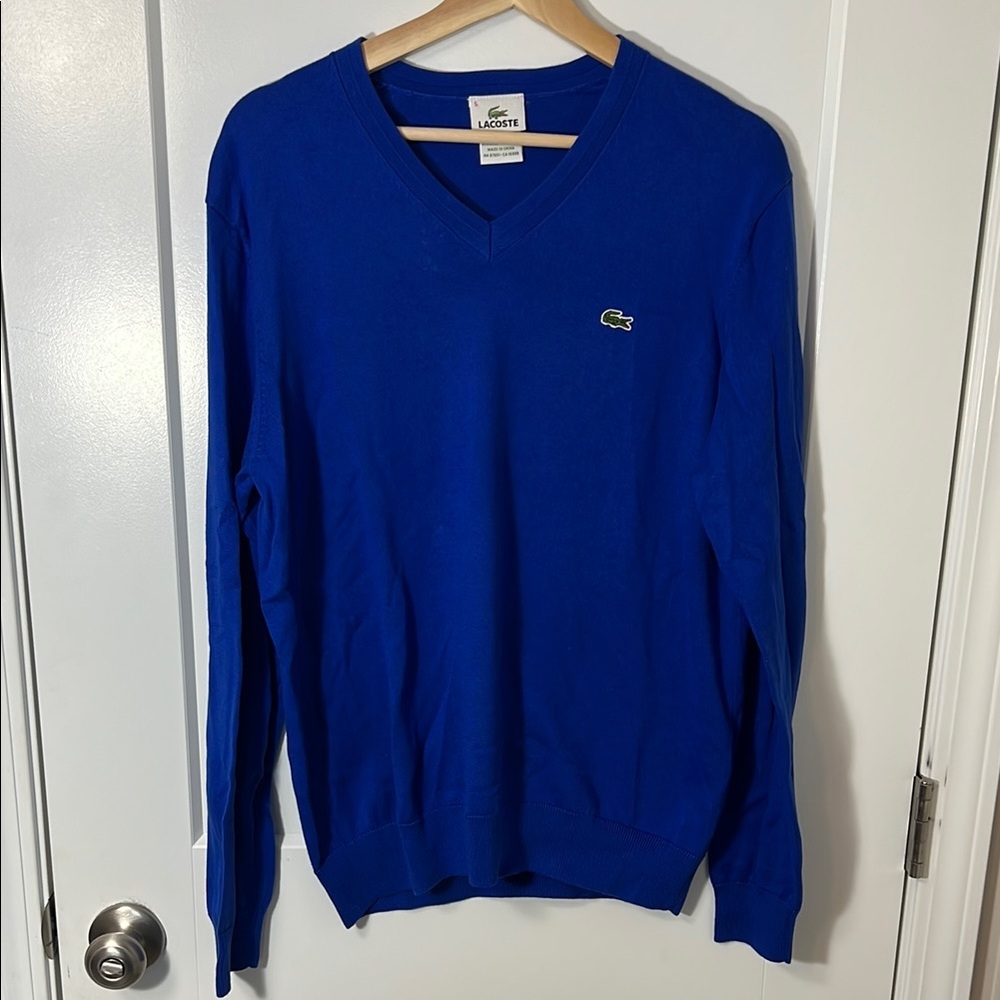 Lacoste Men's Blue V-Neck Sweater
